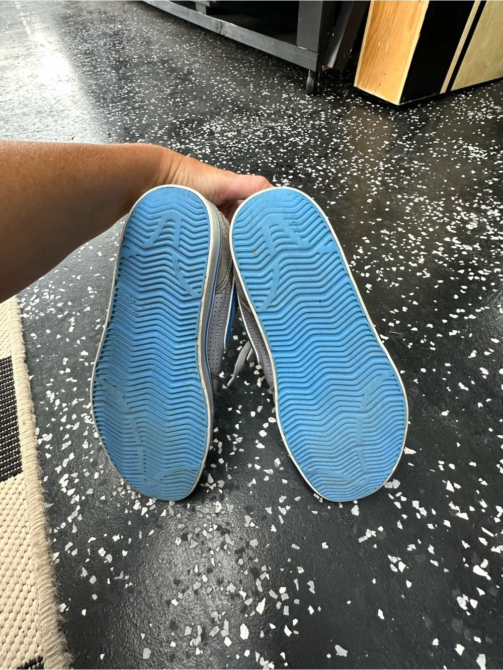 Nike Youth Size 3 Gray Blue Suede Leather Low Top Sneakers Skate Shoes
